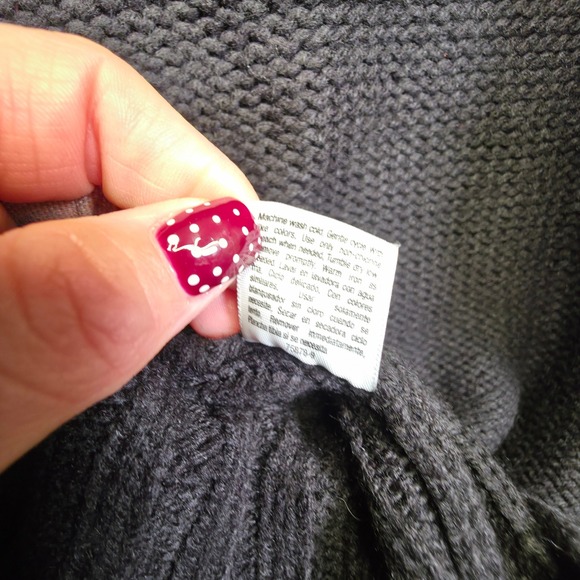 St Johns Bay Cardigan Womens Black‎ Cable Knit Chunky Ribbed Preppy Old Money - Picture 12 of 15